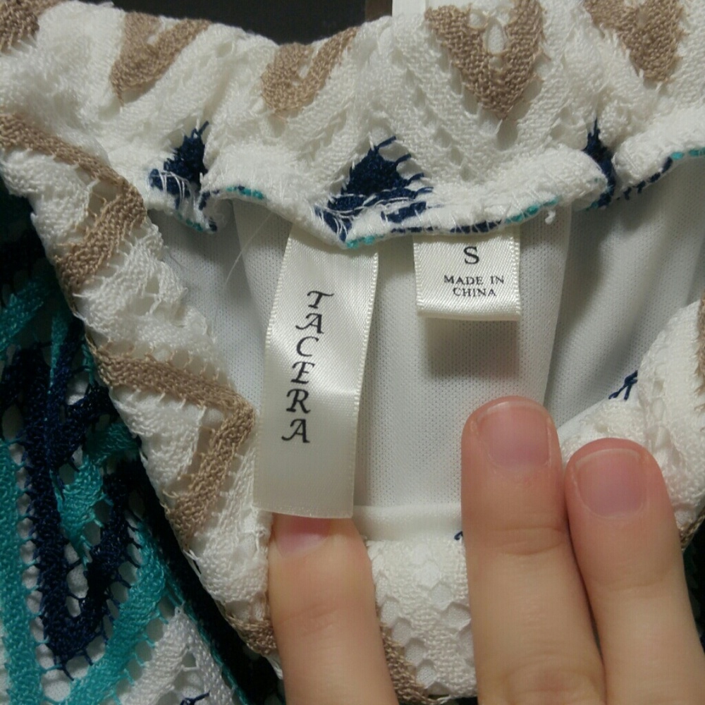 NWOT Beautiful Teal and Cream Maxi Dress - Picture 4 of 4